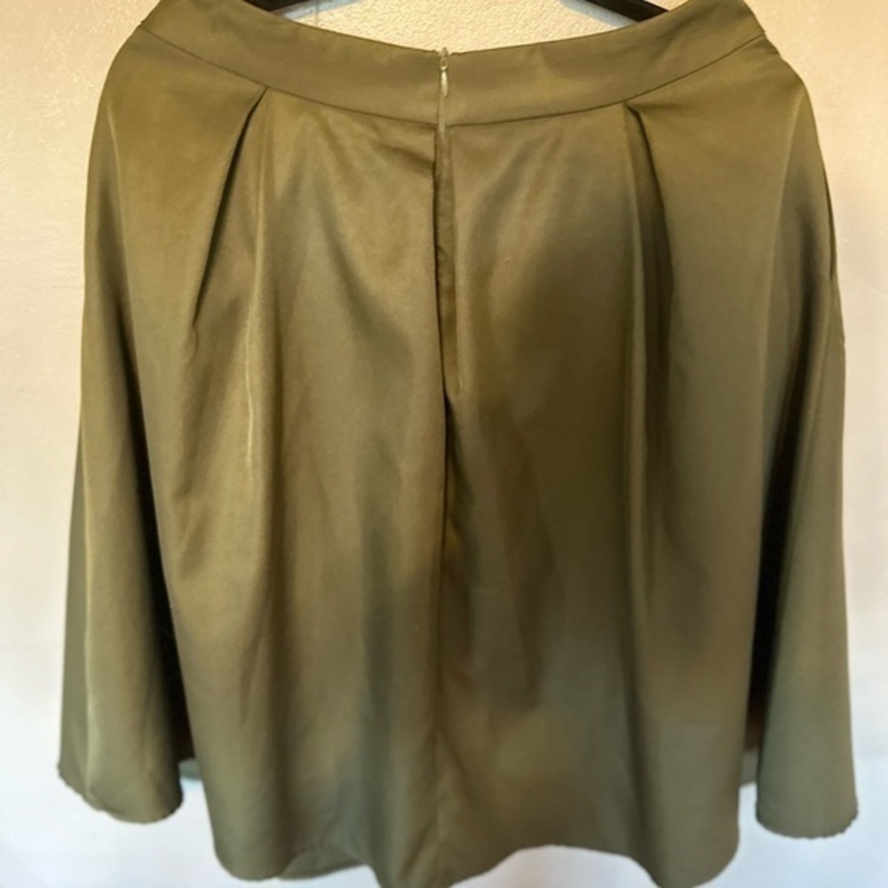 Yige green Midi Flared Pleated skirt with pockets